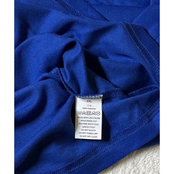 Fender Size 4X Short Sleeve TShirt Sportswear 100% Polyester Bright Blue Crew Ne - Picture 7 of 7